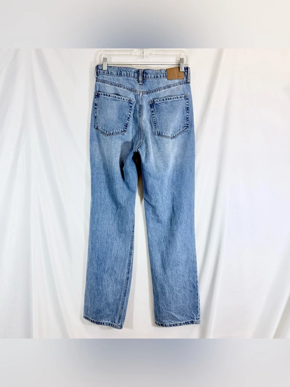 Aeropostale 90's Baggy High Rise Button Fly Straight Leg Jeans W/ Destruction - Picture 6 of 12